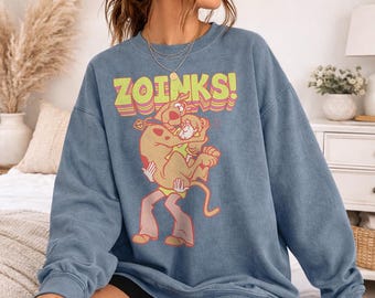 Scooby Doo! Zoinks Repeat Officially Licensed Adult Oversized Comfort Colors T-Shirt and Crewneck Sweatshirts