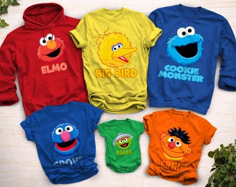 Sesame Street Character Name Tags Family Matching Character Tees, Sweatshirts, Baby Snapsuits