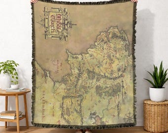 The Lord Of The Rings Map Of Middle Earth Officially Licensed Woven Tapestry 50x60 Inches