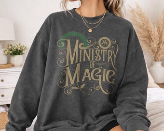 Harry Potter Ministry of Magic Officially Licensed Adult Oversized Comfort Colors T-Shirt and Crewneck Sweatshirts