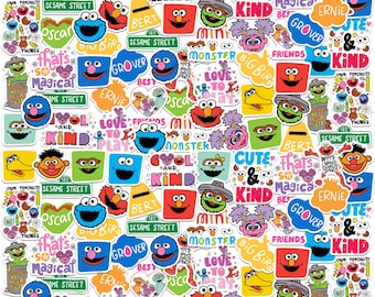 Sesame Street Elmo, Big Bird, Cookie Monster Officially Licensed Vinyl Stickers (100 Pack)