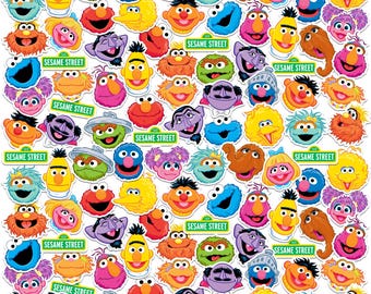 Sesame Street Character Faces Officially Licensed Deluxe Vinyl Stickers Variety Pack - Elmo, Cookie Monster, Grouch, Abby