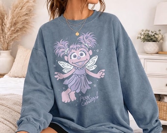 Sesame Street Simple Abby Officially Licensed Adult Oversized Comfort Colors T-Shirt and Crewneck Sweatshirts