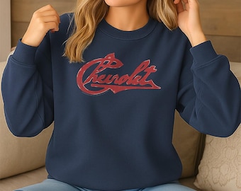 Chevrolet Officially Licensed Script Distressed Crewneck Sweatshirt