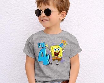 Spongebob Squarepants Birthday Hat Officially Licensed Birthday T-Shirt for Kids Ages 1-12