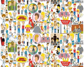 Beavis and Butt-Head Officially Licensed Deluxe Vinyl Stickers Variety Pack - Set of 100