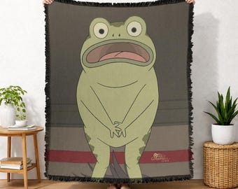 Manta tejida con licencia oficial de Over The Garden Wall Greg's Frog Is Naked, 50x60 pulgadas.