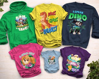 Paw Patrol: The Dino Movie Family Matching Officially Licensed Character Tees, Sweatshirts, Baby Snapsuits
