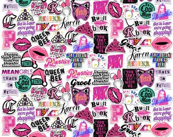Paquete variado de pegatinas de vinilo de lujo con licencia oficial de Mean Girls - Set de 100
