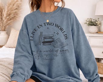 Gilmore Girls I Live in Two Worlds Officially Licensed Adult Oversized Comfort Colors T-Shirt and Crewneck Sweatshirts