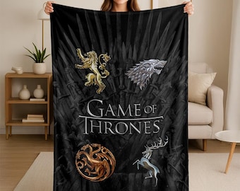Game Of Thrones Chrome House Sigils Officially Licensed SilkyTouch Blanket 36x58 Inches