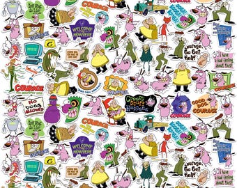 Paquete variado de pegatinas de vinilo de lujo con licencia oficial de Coraje, el perro cobarde (100 unidades)