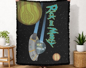 Manta tejida con licencia oficial de Rick y Morty en el espacio, 50x60 pulgadas.