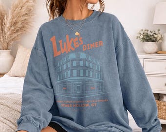 Gilmore Girls Stars Luke's Diner Building Officially Licensed Adult Oversized Comfort Colors T-Shirt and Crewneck Sweatshirts