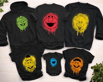 Sesame Street Family Matching Graffiti Officially Licensed Character Tees, Sweatshirts, Baby Snapsuits