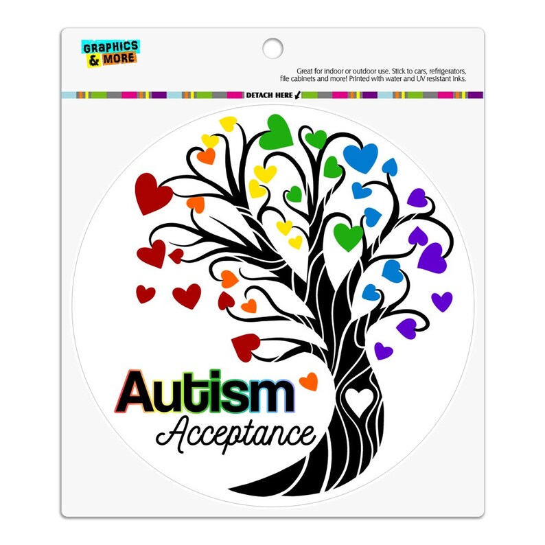 Autism acceptance tree of life with hearts automotive car refrigerator locker vinyl circle magnet Autism acceptance tree of life with hearts automotive car refrigerator locker vinyl circle magnet