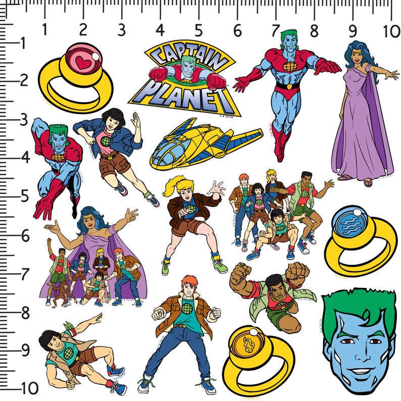 Captain Planet Officially Licensed Deluxe Vinyl Stickers Variety Pack ...