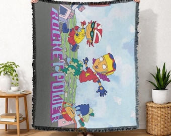 Manta tejida con licencia oficial de Rocket Power Otto, Reggie y Twister Skate, 50x60 pulgadas