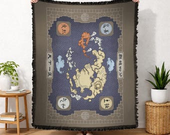 Avatar The Last Airbender Map Officially Licensed Woven Tapestry 50x60 Inches