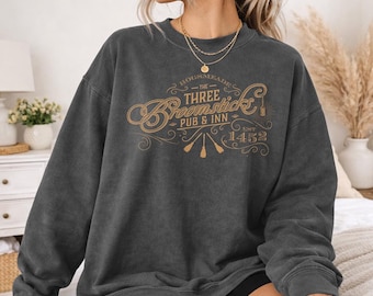 Harry Potter Three Broomsticks Officially Licensed Adult Oversized Comfort Colors T-Shirt and Crewneck Sweatshirts