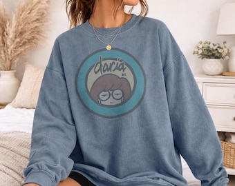 MTV Daria Logo Officially Licensed Adult Oversized Comfort Colors T-Shirt and Crewneck Sweatshirts