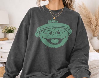 Sesame Street Oscar The Grouch Officially Licensed Comfort Colors Sweatshirt Tee