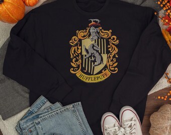 Sudadera de cuello redondo extragrande para adulto de Harry Potter Hogwarts Gryffindor, color negro