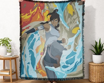 Manta tejida con licencia oficial de La Leyenda de Korra (Avatar Korra) 50x60 pulgadas