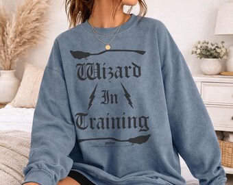 Harry Potter Wizard in Training Officially Licensed Adult Oversized Comfort Colors T-Shirt and Crewneck Sweatshirts