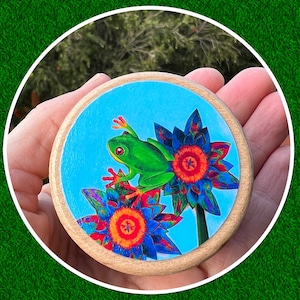 Green Frog Art Wooden Trinket Box: Ring/Keepsake Box