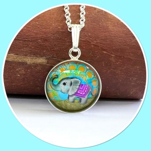 Elephant necklace, elephant pendant, cute elephant, elephant jewellery, sterling silver, elephant art, gift for her, elephant
