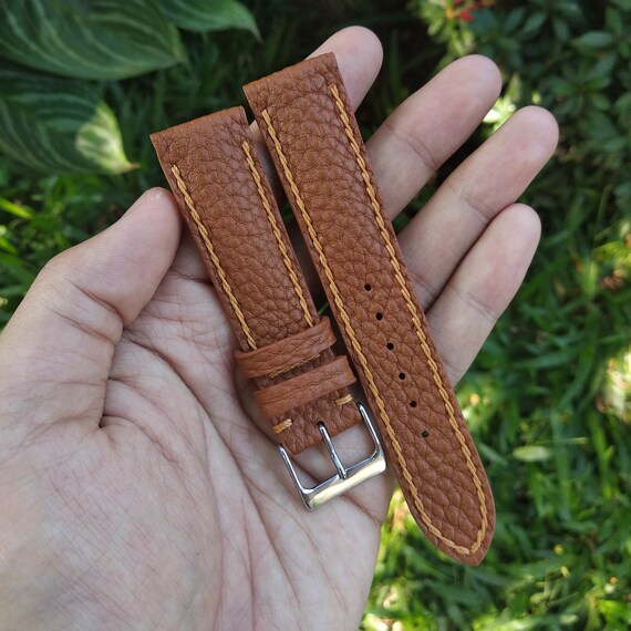 20mm Tan Textured Calf Leather Watch Band