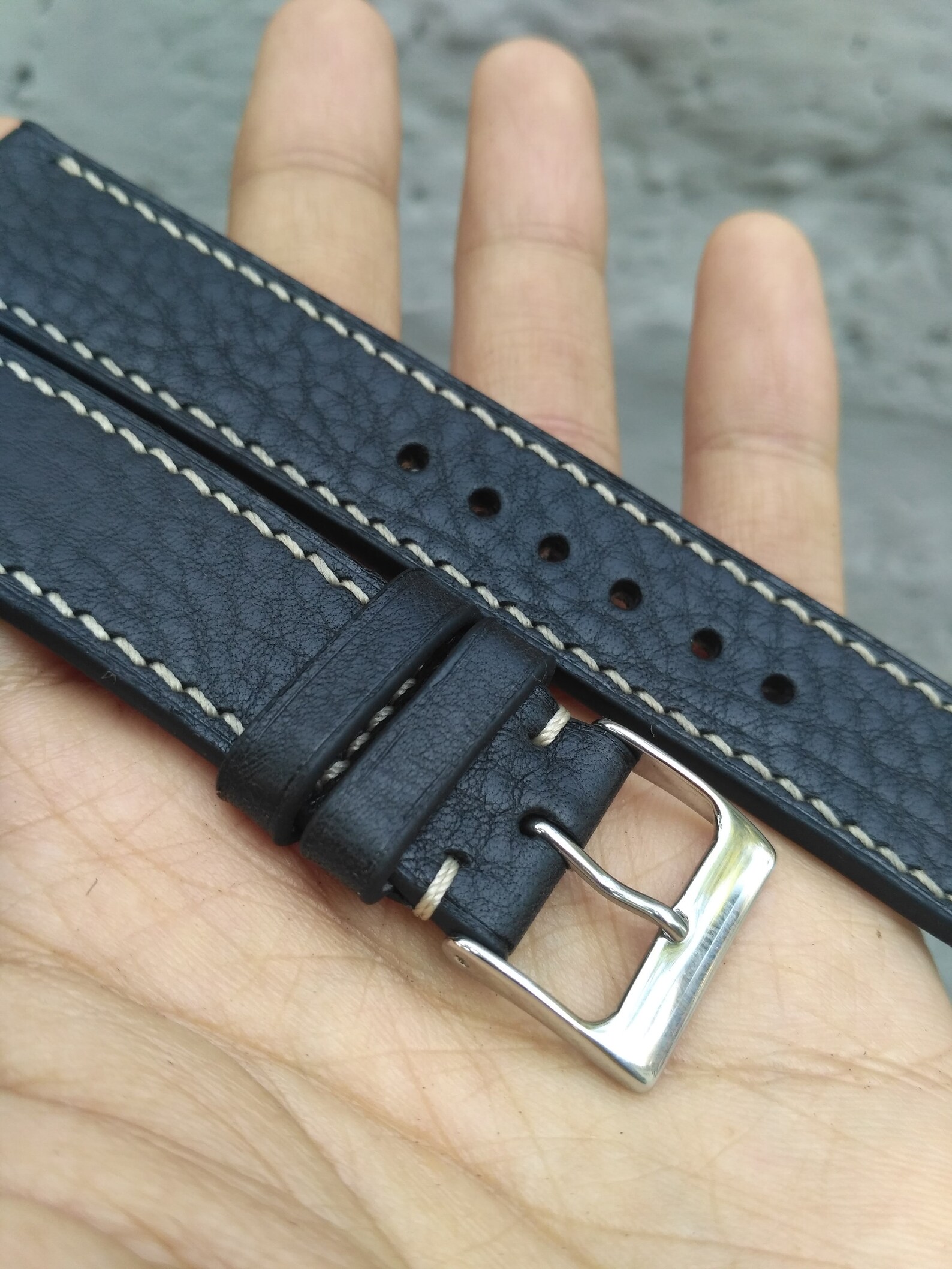 Black Pebble Strap Handmade Leather Watch Strap 18mm 20mm Etsy