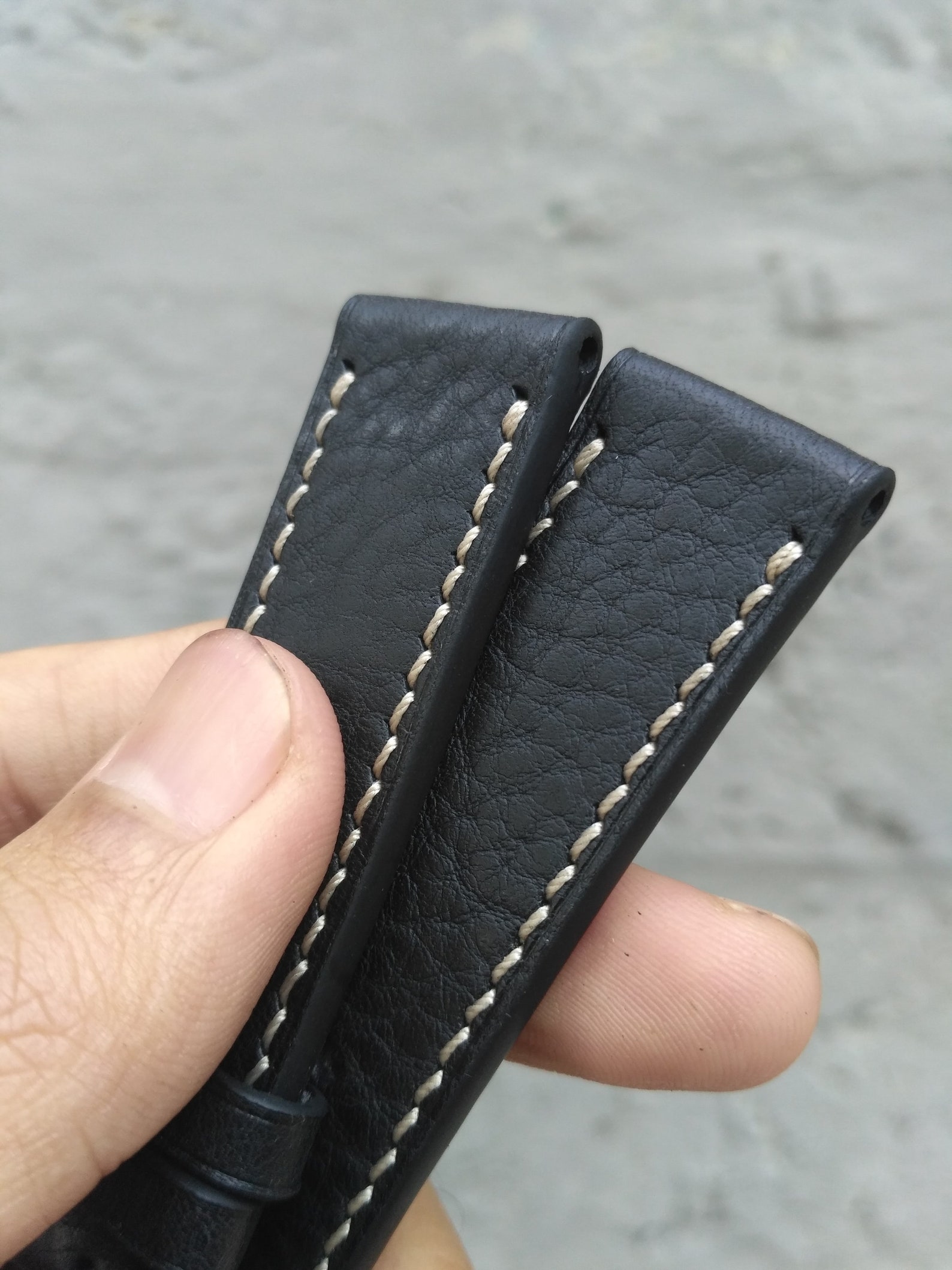 Black Pebble Strap Handmade Leather Watch Strap 18mm 20mm Etsy