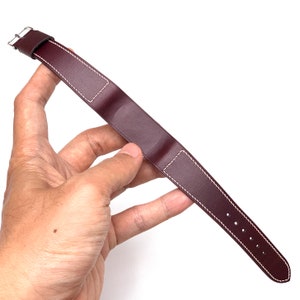 Single Pass - Burgundy Horween Chromexcel Leather Tan Zermatt lining 20mm 21mm military submariner custom handmade leather watch strap band