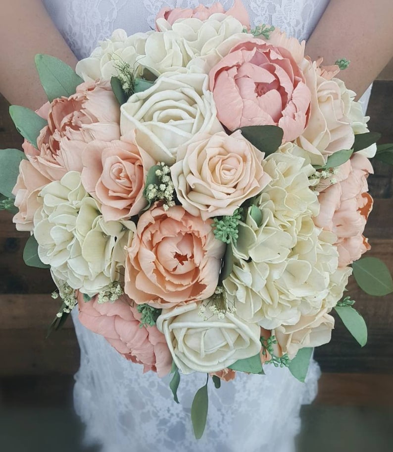 Sola Wood Flower Bridal Bouquet Premium Blush Romantic Etsy