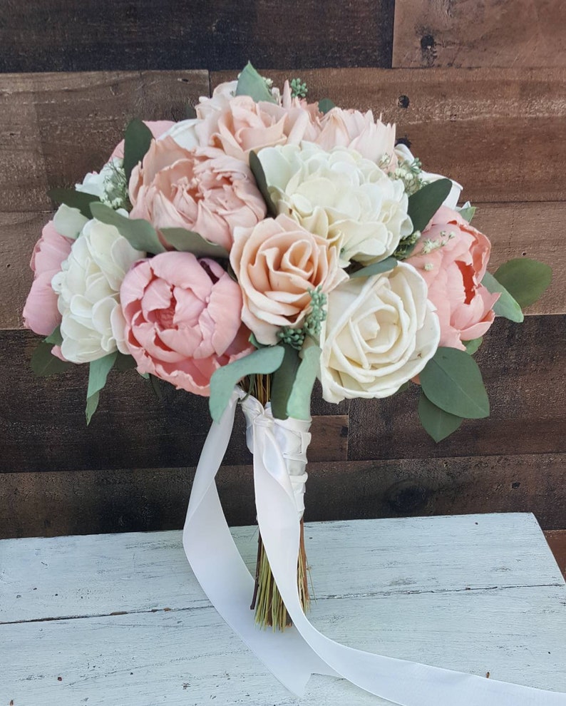 Sola Wood Flower Bridal Bouquet Premium Blush Romantic Etsy