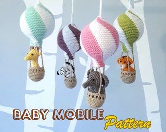 Patrón de crochet para móvil de bebé, tutorial de móvil para guardería y móvil de globo aerostático casero