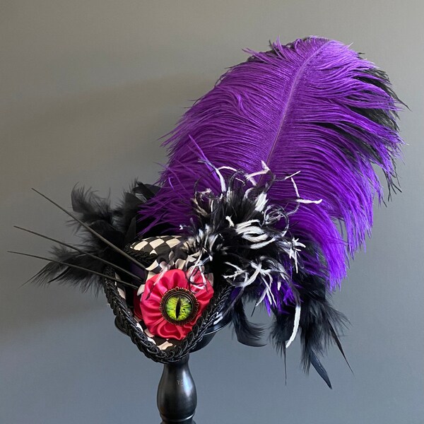 Cheshire Cat hat, mini tricorn, pirate hat, Alice in wonderland, Cheshire tricorn, mad hatter hat, purple dragon hat