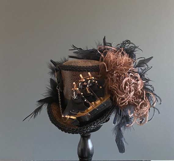 Pirate Ship Mini Top Hat, Steampunk Hat, Alice in Wonderland Hat, Tea Party Hat, Ship Hat, Steampunk Wedding,medium