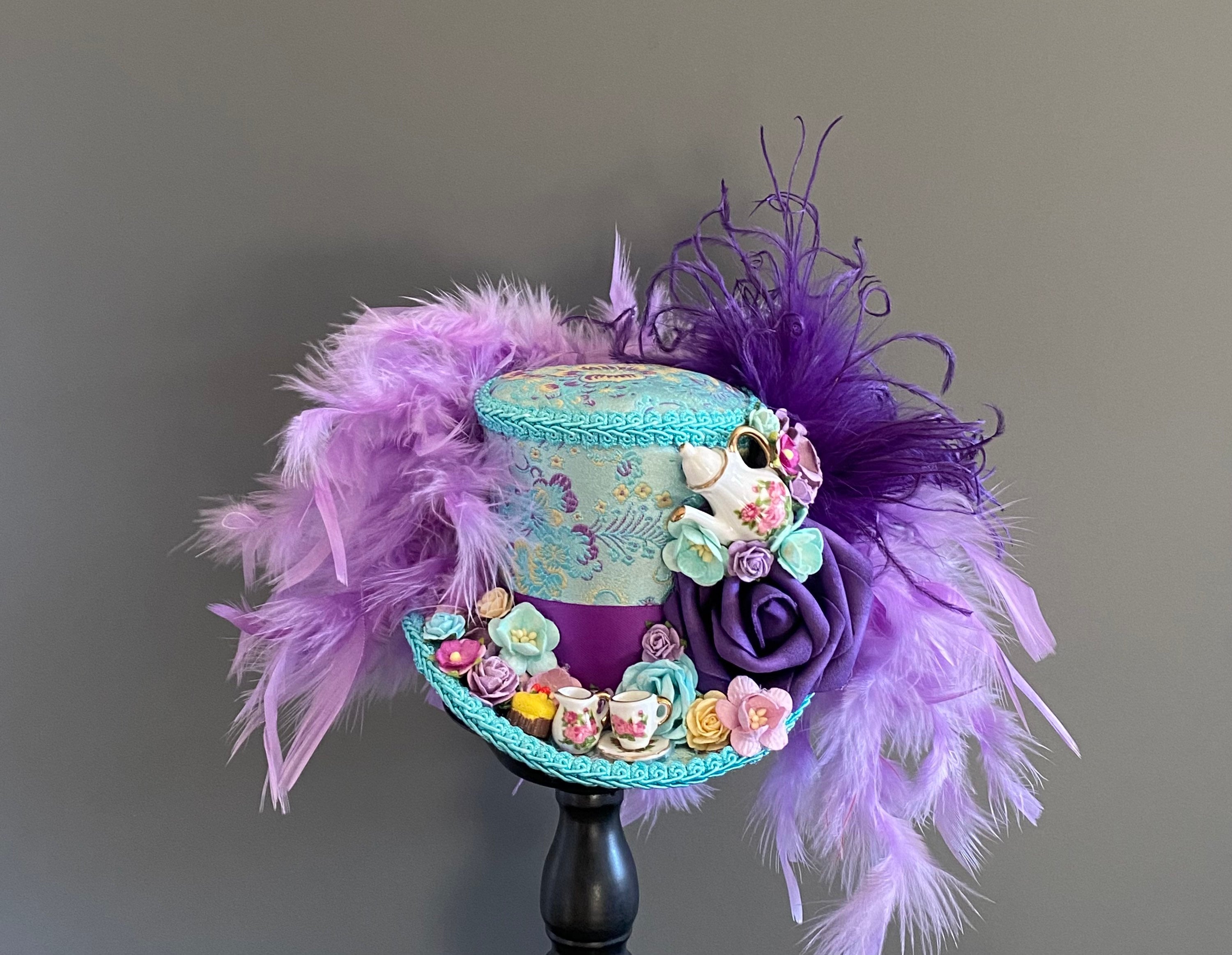Mini Top Hat Purple Teacup Hat Mad Hatter Hat Tea Hat Mad Etsy