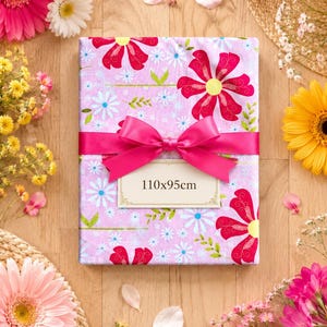 Riley Blake Sweet Divinity Cotton Fabric Pink Floral Daisy Red Flowers 110x95cm Sewing Quilting