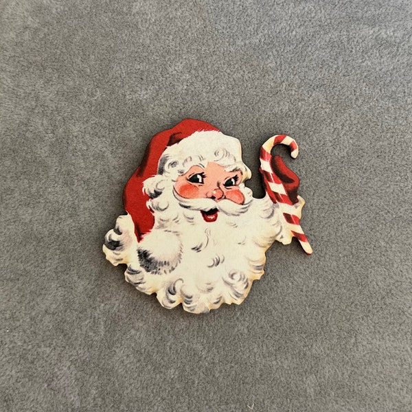 Santa brooch, Santa lapel pin, wooden pin, Christmas present, stocking stuffer, gift Christmas