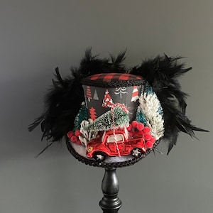 Mini Christmas top hat, tree truck Christmas, tree topper mini top hat, Christmas tree topper, Christmas centerpiece, extra large