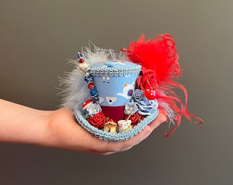 ミニシルクハット、不思議の国のアリス、白ウサギの帽子、ドリンクミー