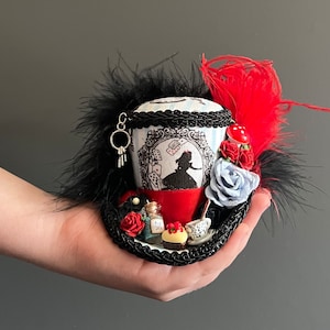 Micro mini top hat, Alice blue diorama hat, Mad hatter hat, tea hat, tea party hat, Alice in wonderland