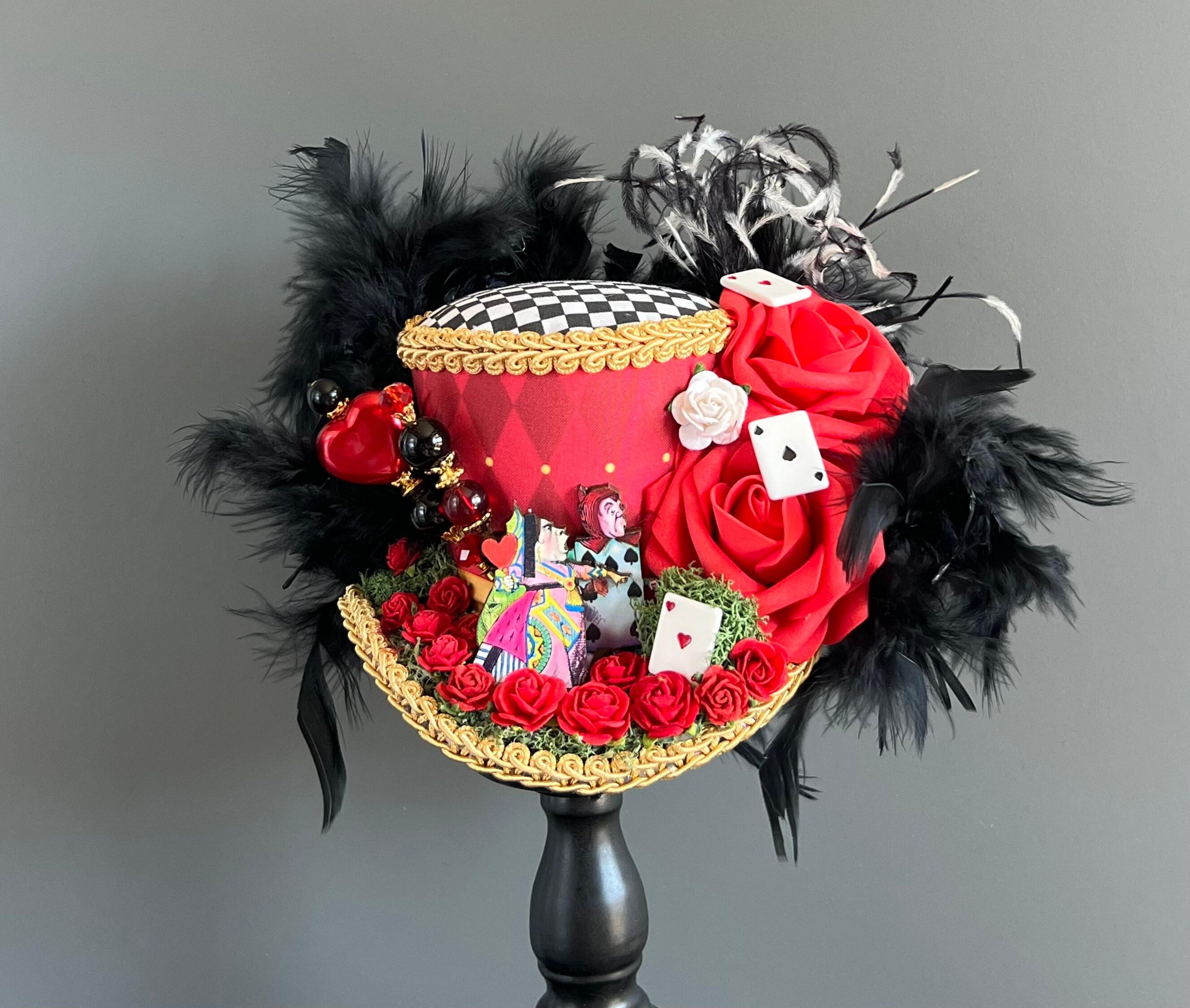 The Queen of Hearts Hat, Mini Top Hat, Alice in Wonderland