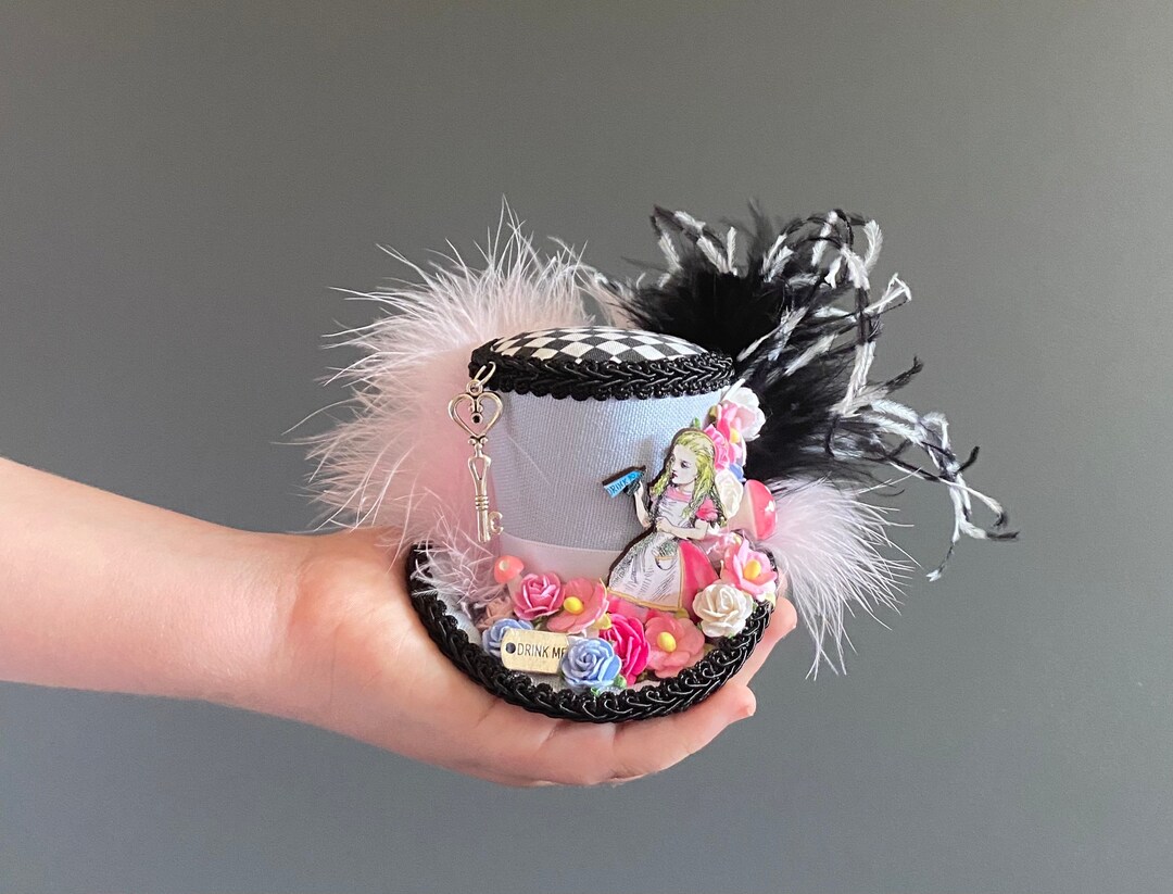 Micro Mini Pink Top Hat Drink Me Alice in Wonderland Mad Etsy