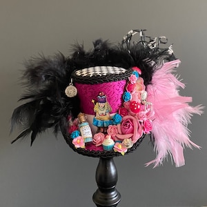Mini top hat, Drink me Alice mini top hat, tea party hat, mad hatter hat, Alice in wonderland