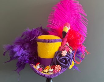 Kentucky derby hat, mini top hat, Alice in wonderland, tea hat, mad hatter hat, flamingo hat, candy hat, medium hat